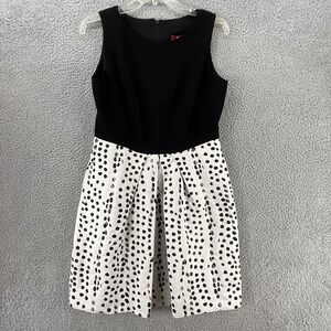 MaxMara Studio Dress Womens 10 Black White Polka Dot Sleeveless Short Fit Flare